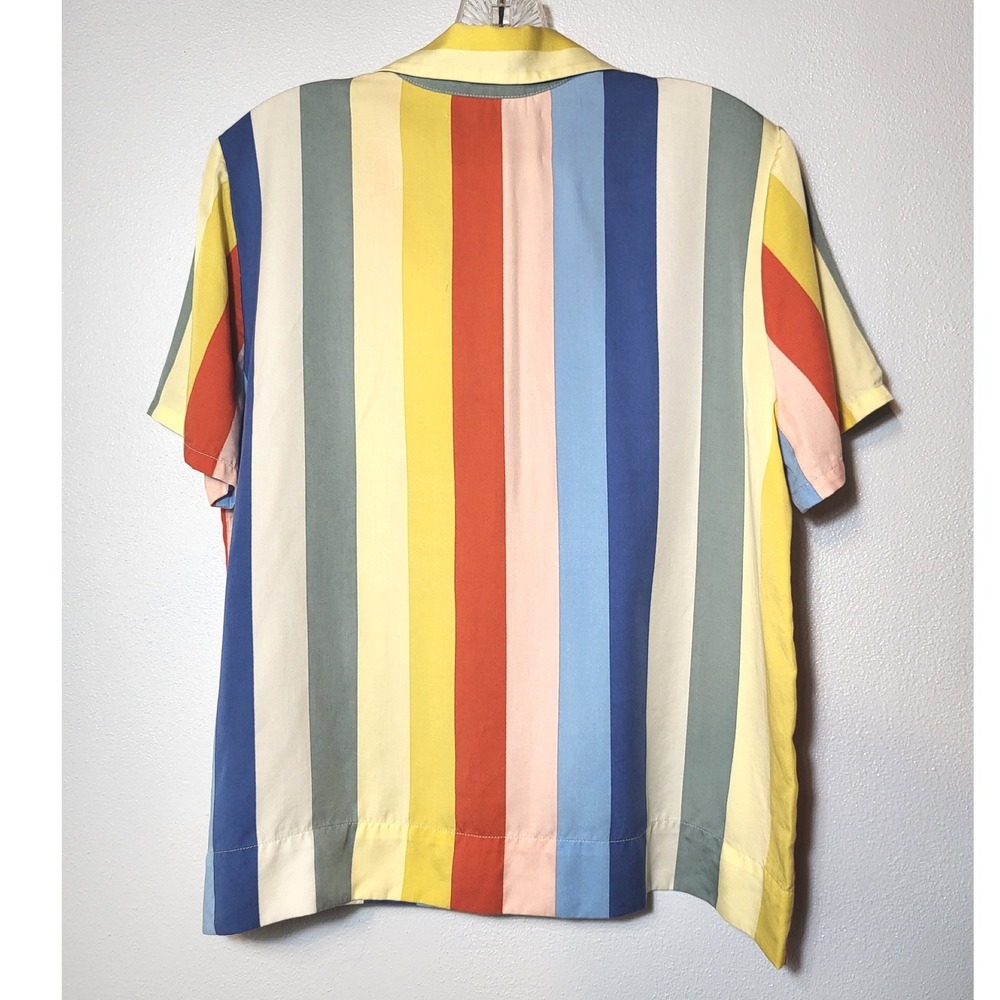 Reformation Womens Short Sleeve Camp Striped Button Down Shirt Multicolor Medium - Picture 2 of 9